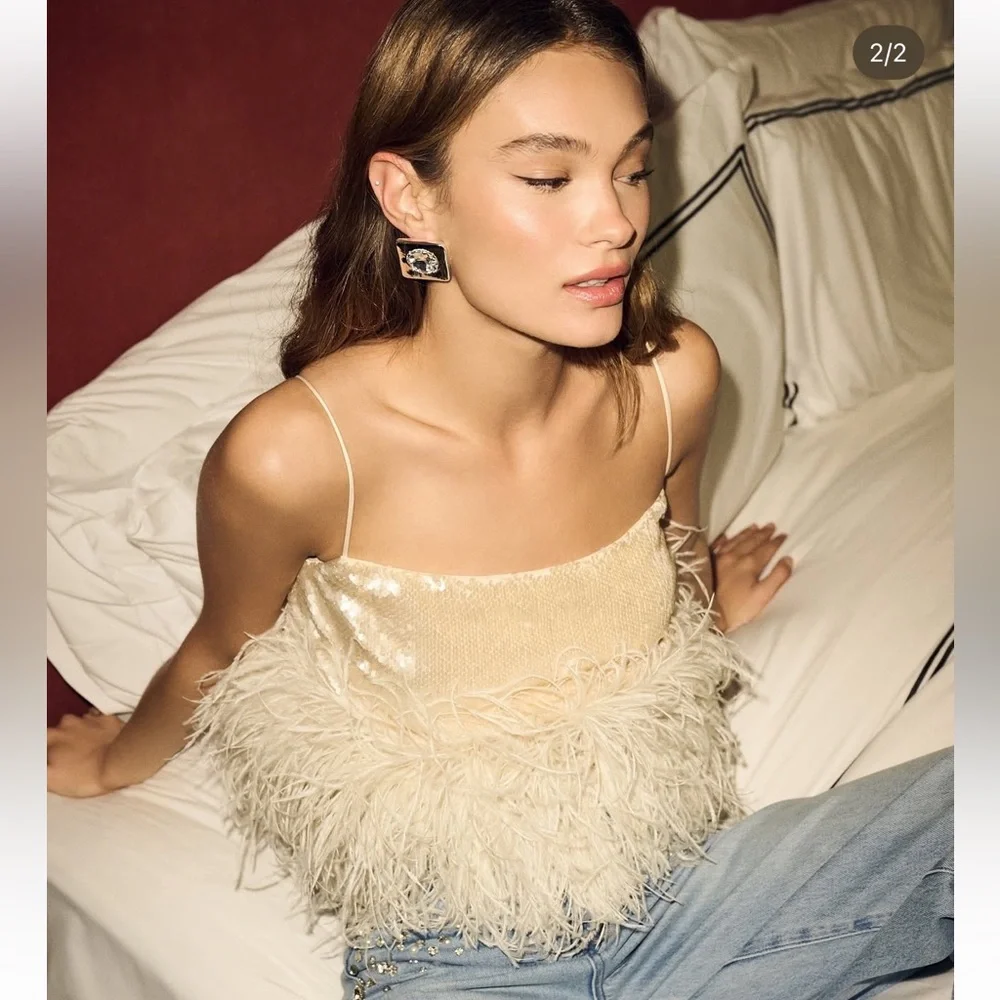 L’ Academie by Marianna Ceci Sequin Cami in Blush Nude New With Tags! - Picture 2 of 9